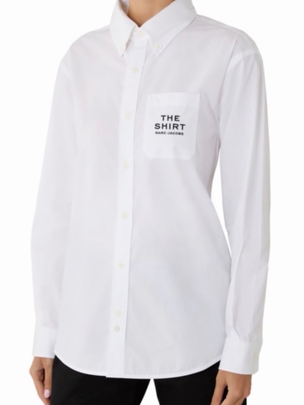 Marc Jacobs White Long-Sleeve Button-Down Shirt with Chest Pocket Logo